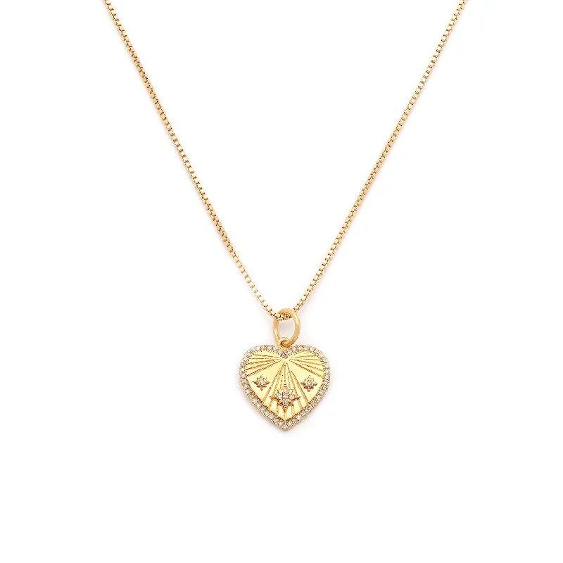 luxury cross pendants for women -Heart-Ray Necklace | Gold & CZ