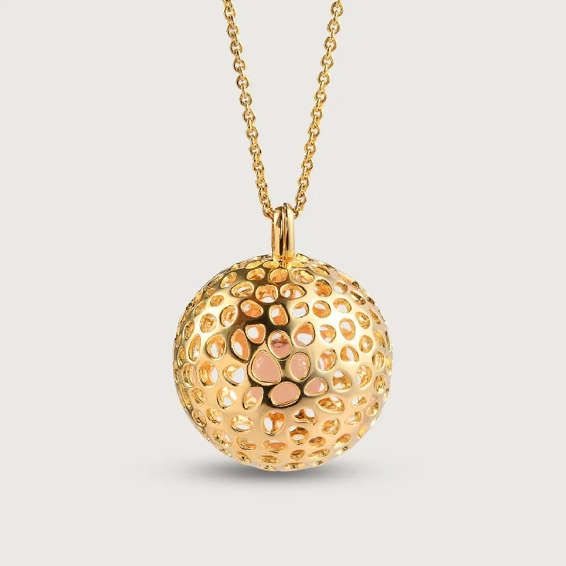 sapphire pendant necklaces for women -Lattice Globe Necklace with Rose Quartz