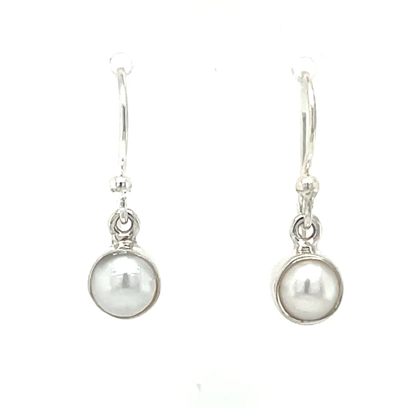 modern gemstone drop earrings for women -Sterling Silver Freshwater Pearl Earrings