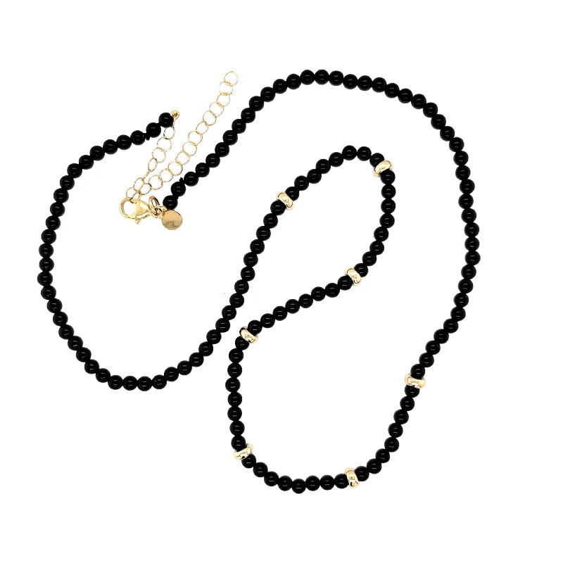 radiant pendant necklaces for women -Black Onyx Bead Necklace