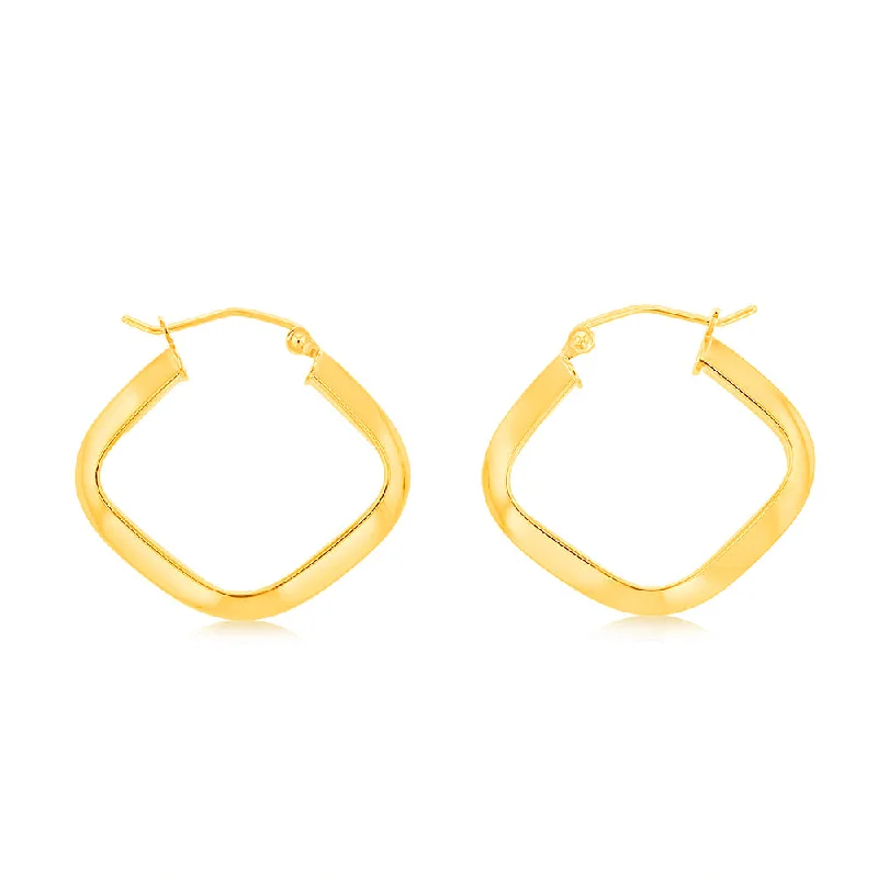 radiant gemstone dangle earrings for women -9ct Yellow Gold Silverfilled Square Fancy Tube Hoop Earrings