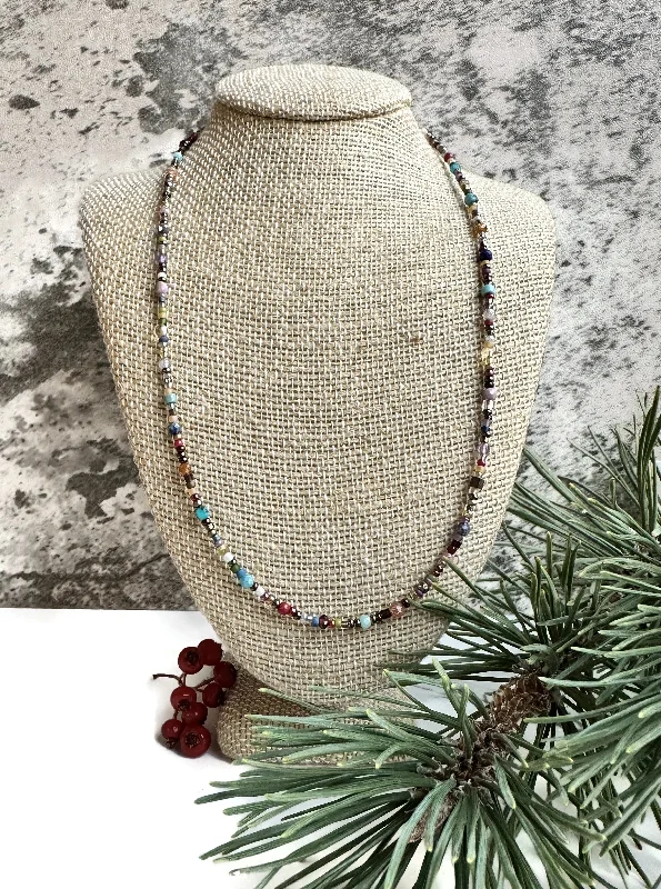 simple necklaces for women -Mixed Stone Choker Necklace