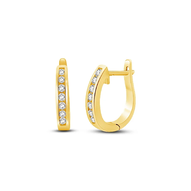 statement drop gemstone earrings for women -Jennifer Belle Petite Diamond Huggie Hoop Earrings