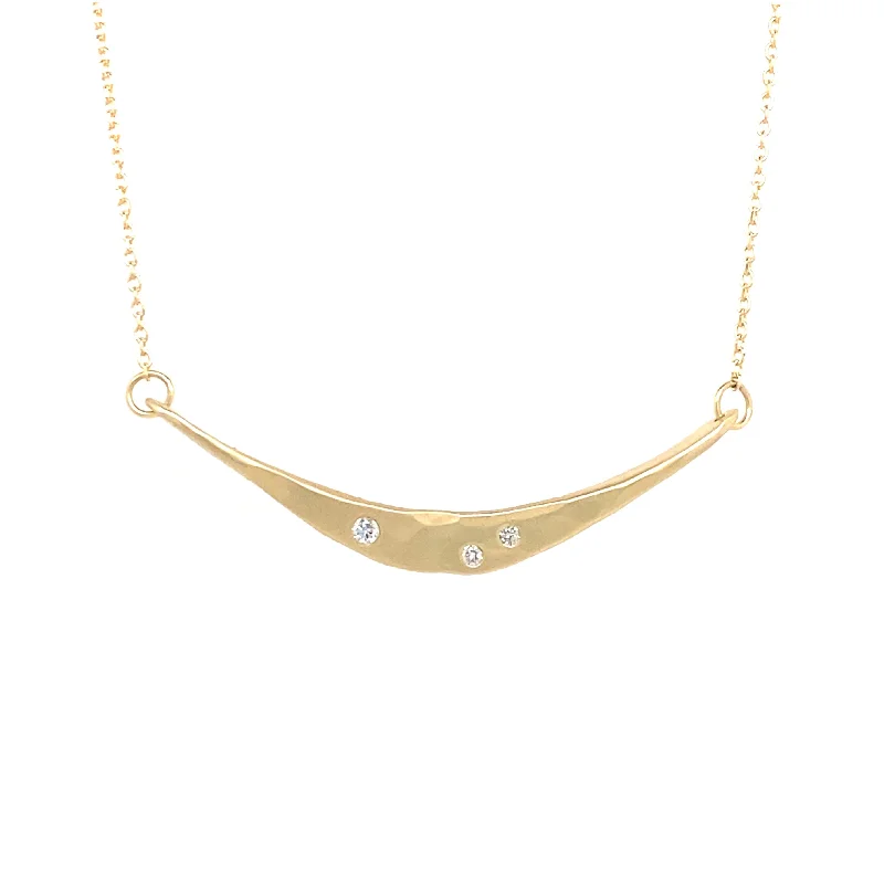 elegant cross pendant necklaces for women -14K Solid Gold Mobius Diamond Bar Necklace - (N1812KY)