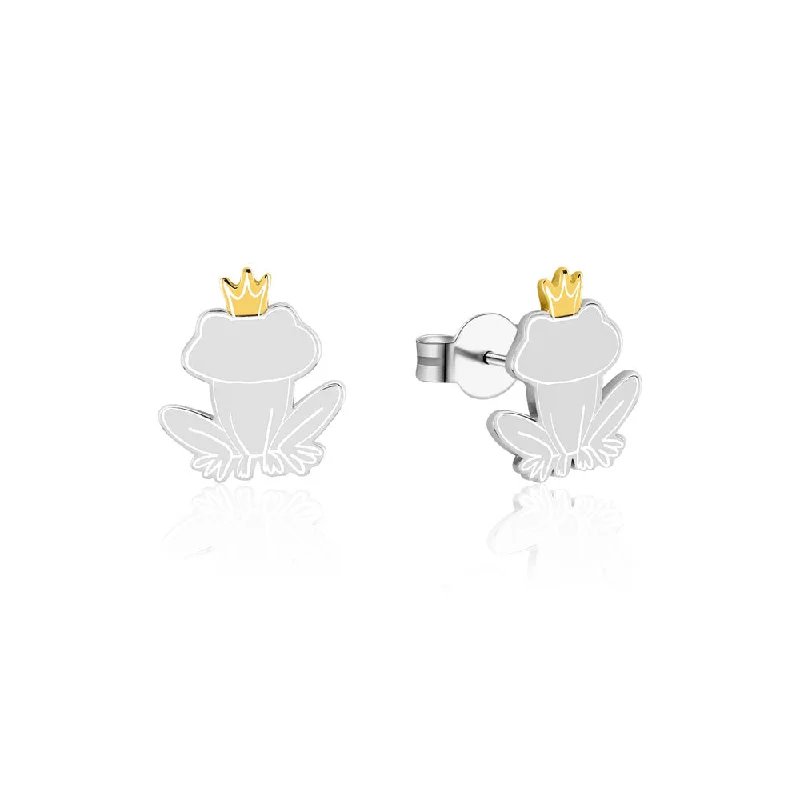 luxury gemstone chandelier earrings for women -Disney Princess And The Frog Two Tone Rhodium Plated Prince Naveen Stud Earrings