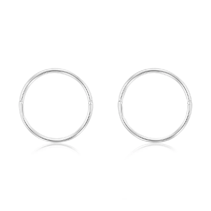 radiant gemstone stud drop earrings for women -Sterling Silver Plain 14mm Sleeper Earrings