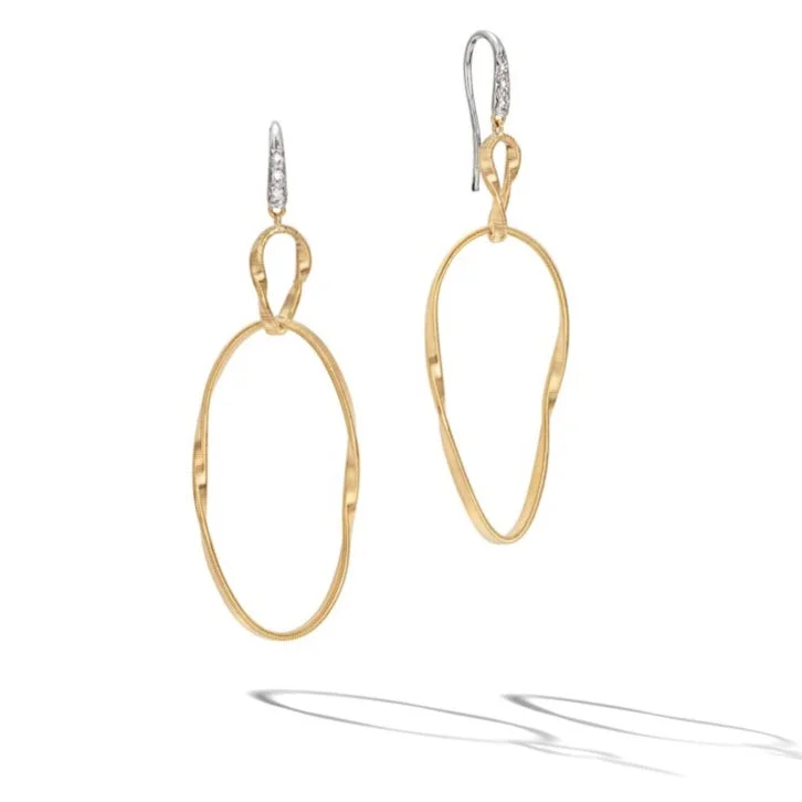 fashion stud earrings for women -Marco Bicego 18k Yellow Gold Marrakech Onde Double Drop Earrings