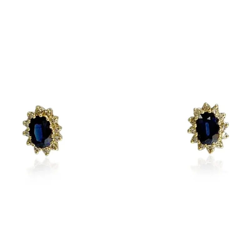 sparkling gold hoop earrings for women -Yellow Gold Diamond and Sapphire Earrings