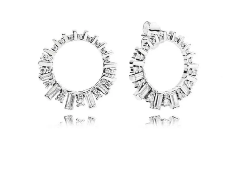 sparkling silver earrings for women -Pandora Glacial Beauty Drop Earrings, Clear Cubic Zirconia