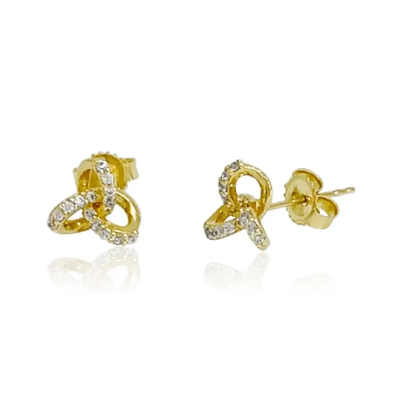 sparkling diamond stud earrings for women -Yellow Gold Swirl Stud Earrings