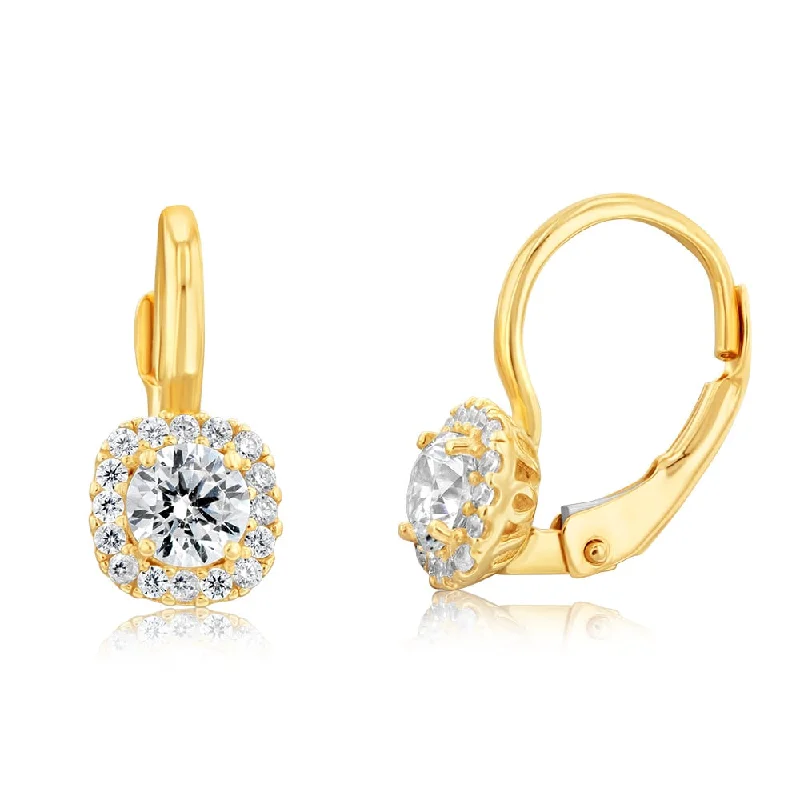 diamond hoop earrings for women -9ct Yellow Gold Cubic Zirconia Fancy Hoop Earrings