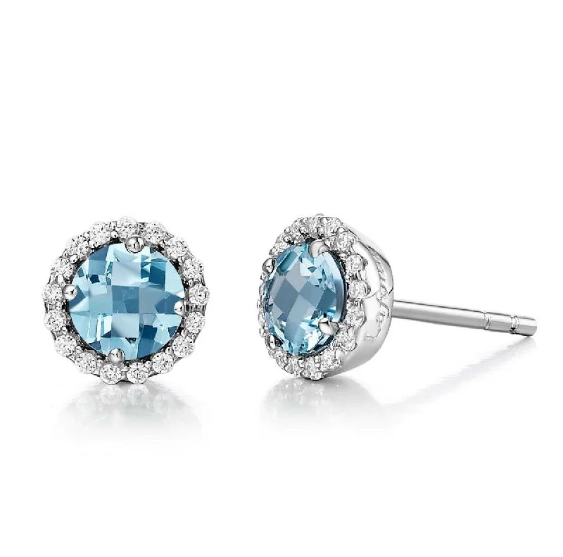 radiant gemstone chandelier earrings for women -Sterling Silver Aquamarine Birthstone Stud Earrings by Lafonn