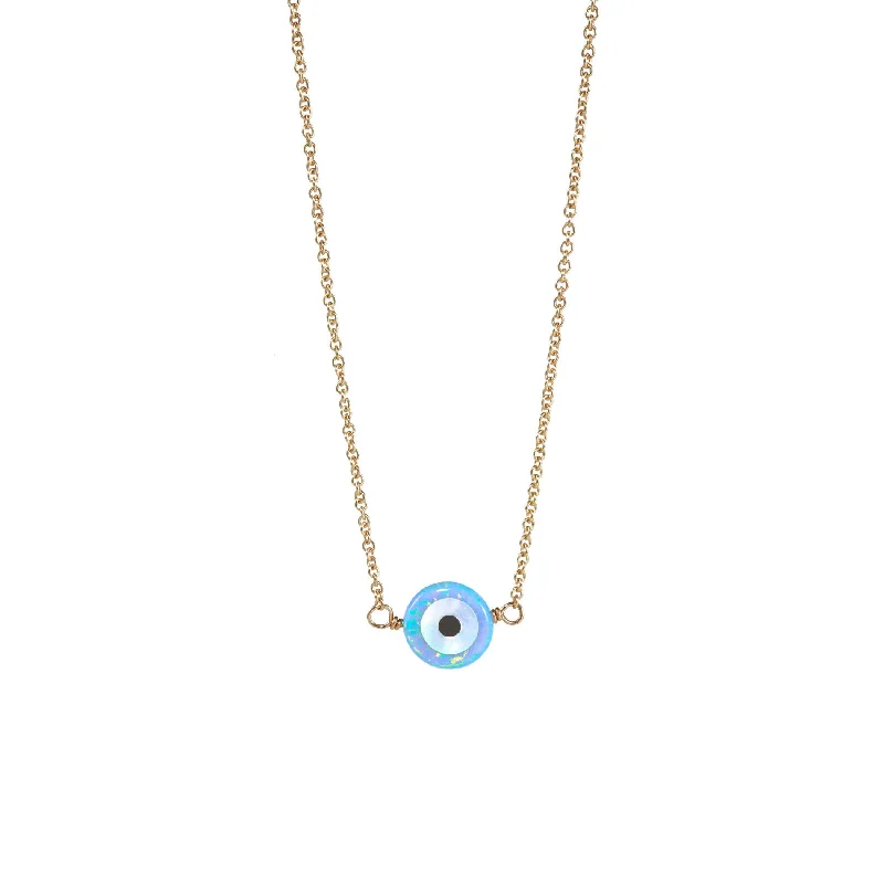 vintage silver necklaces for women -bara boheme | Small "EVIL EYE" Opal Necklace