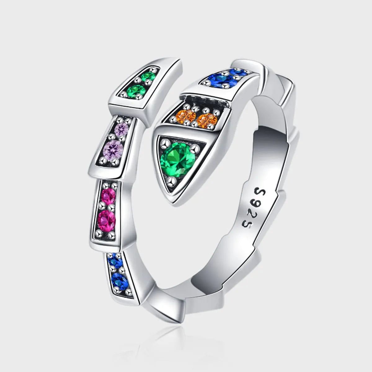 luxurious wedding rings for women -Sweet Animal Sterling Silver Plating Inlay Artificial Gemstones Open Ring