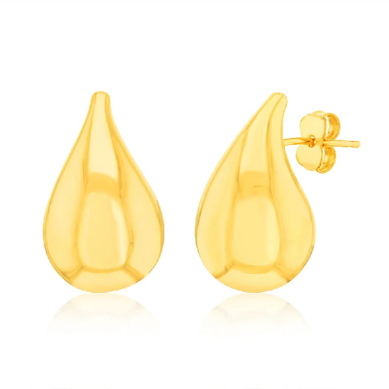 multi-layer earrings for women -9ct Yellow Gold Silver filled Polished Tear Drop Stud Earrings