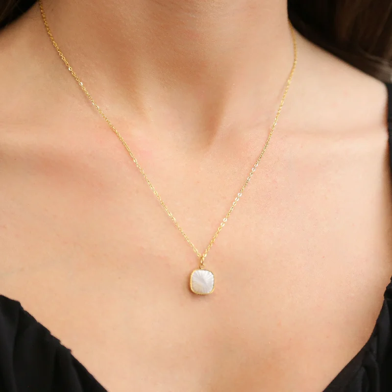 unique gemstone pendant necklaces for women -VALLI - Shell Pendant Necklace with A Dainty Gold Chain