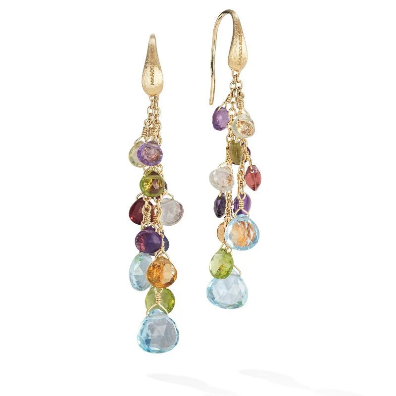 classic gold earrings for women -Marco Bicego 18k Yellow Gold Multi-Color Multi-Strand Paradise Earrings