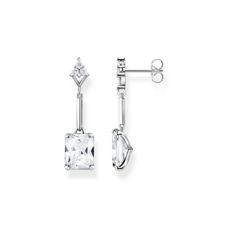 elegant gemstone stud earrings for women -Thomas Sabo Heritage Sterling Silver CZ Drop Earrings