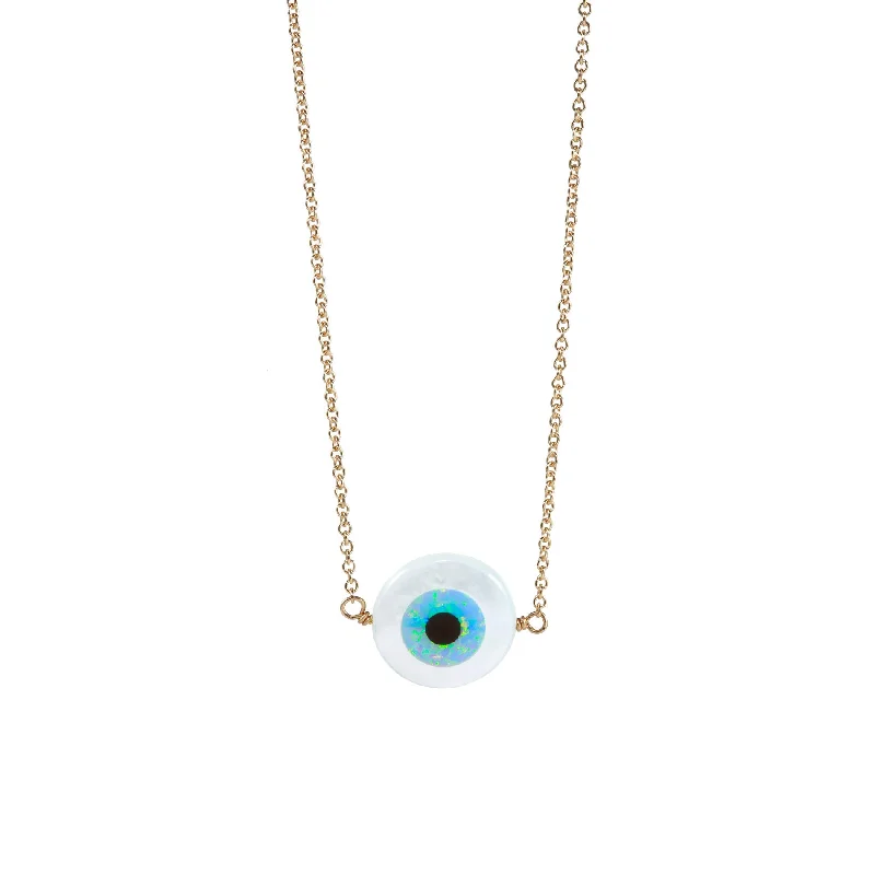 natural stone necklaces for women -bara boheme | Medium "EVIL EYE" Opal Necklace