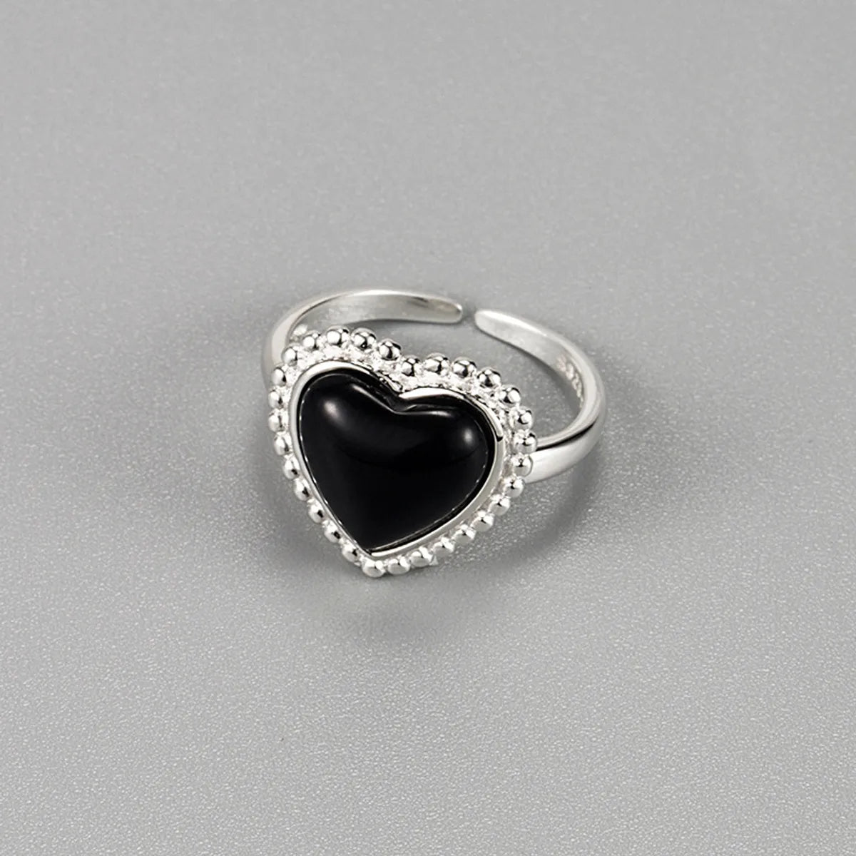 wedding ring sets for women -Classic Style Heart Shape Sterling Silver Agate Rings In Bulk