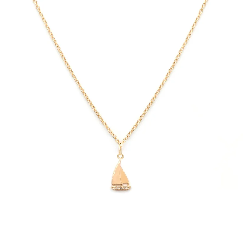 celestial diamond pendants for women -Sailboat Necklace | Gold & CZ