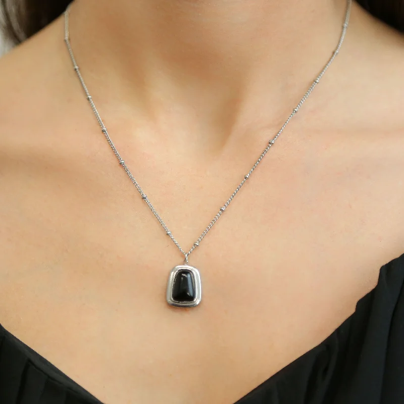 celestial gemstone pendant necklaces with diamonds for women -Raleigh SILVER & BLACK Necklace Stainless Steel