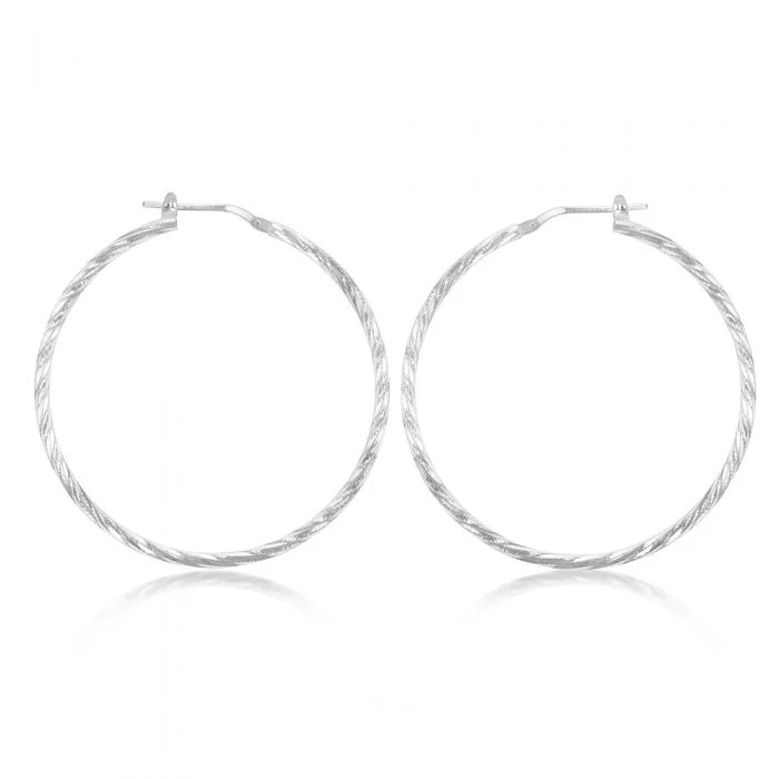 stylish gemstone earrings for women -Sterling Silver Twisted 40mm Hoop Earrings