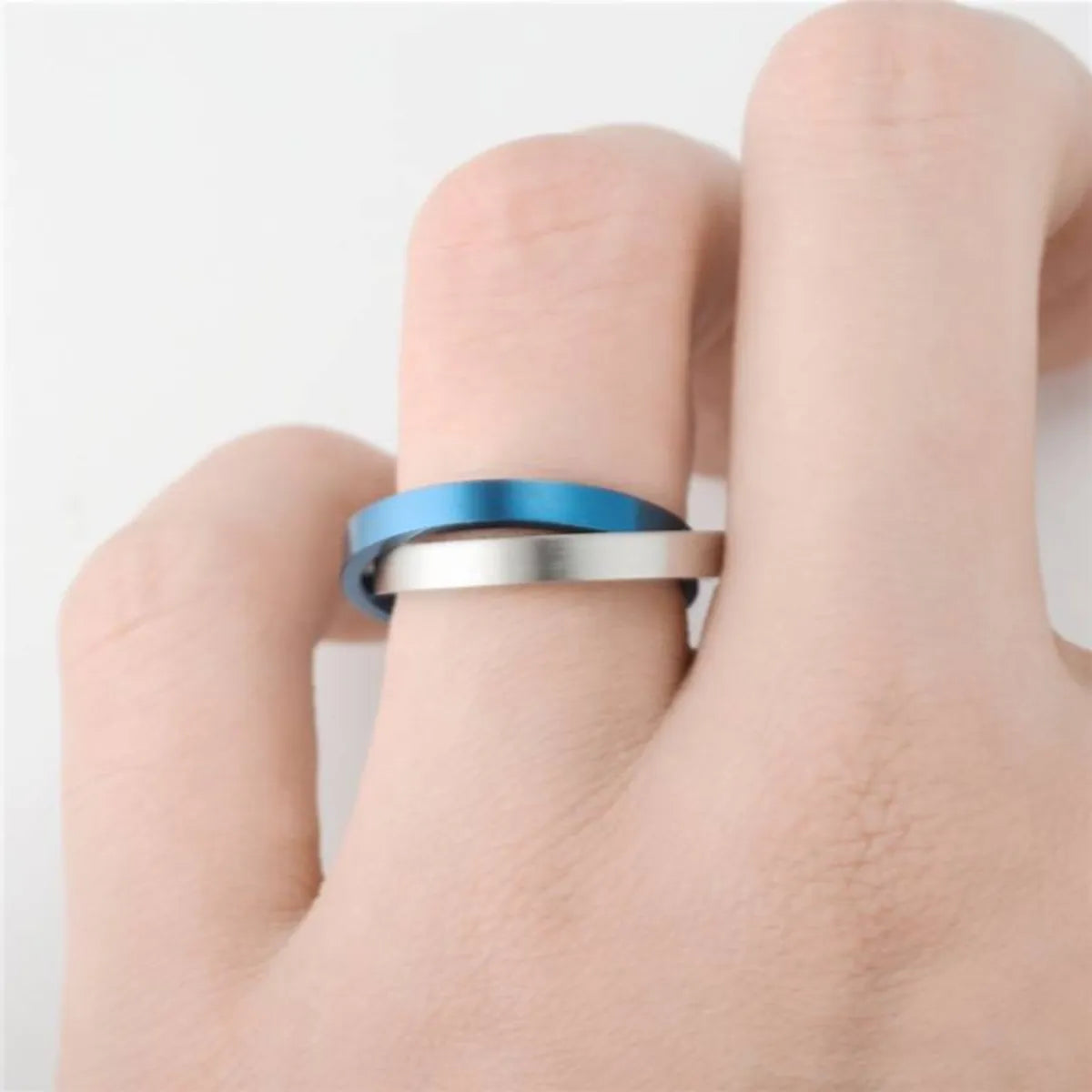 stackable engagement rings with diamonds for women -Fashion Geometric Rotating Stainless Steel Contrast Color Ring