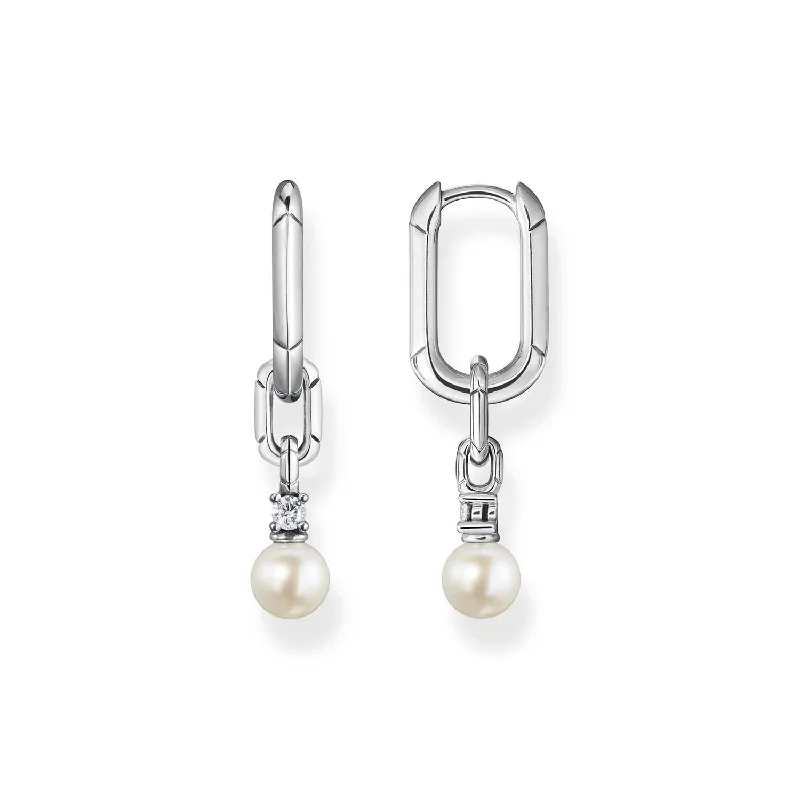 luxurious stud earrings for women -Thomas Sabo Heritage Sterling Silver Hinged Fresh Water Pearl Drop Earrings