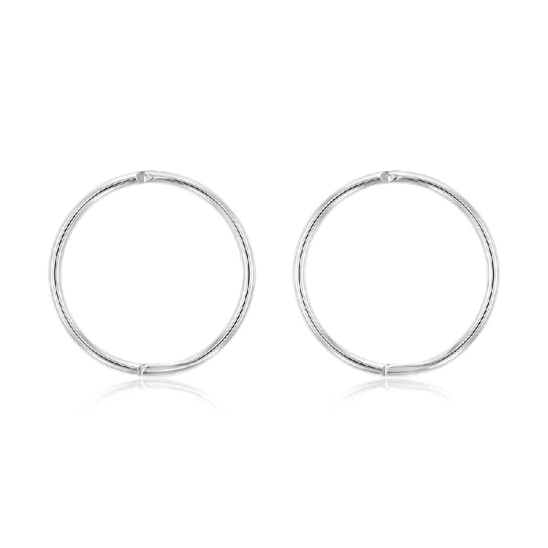 delicate diamond earrings for women -Sterling Silver Plain 15mm Sleeper Earrings