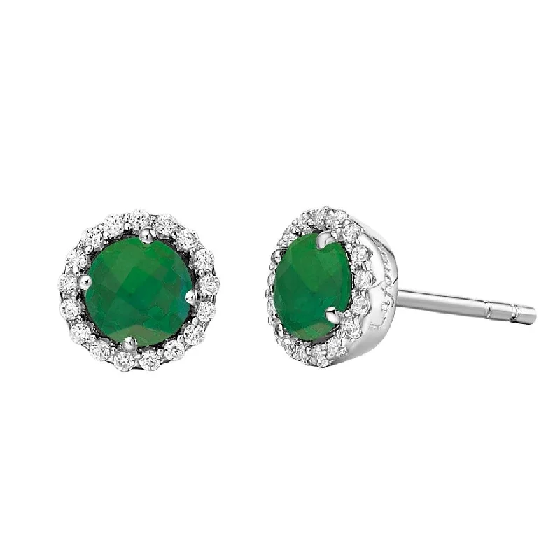 elegant gemstone hoop earrings for women -Sterling Silver Simulated Emerald Birthstone Earrings by Lafonn