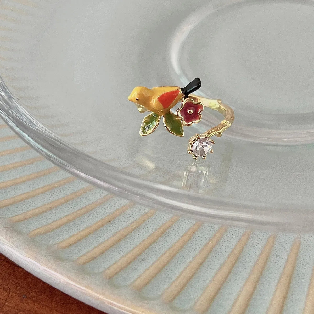 12 Bird Enamel Open Ring