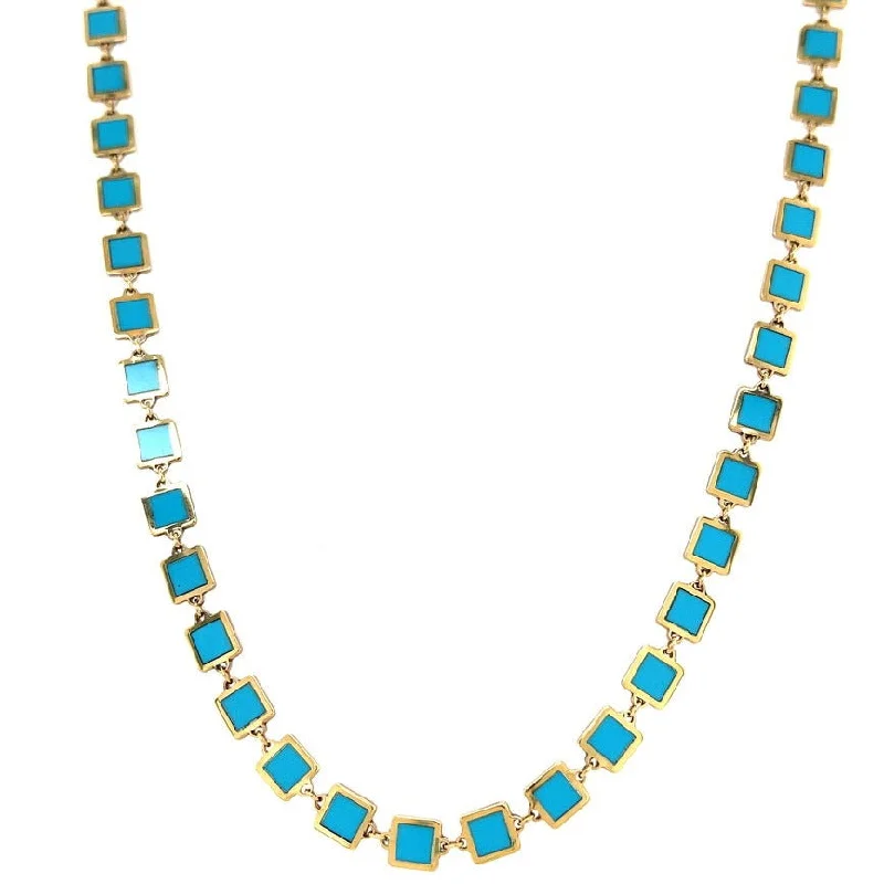 handmade bar necklaces for women -Square Turquoise Necklace