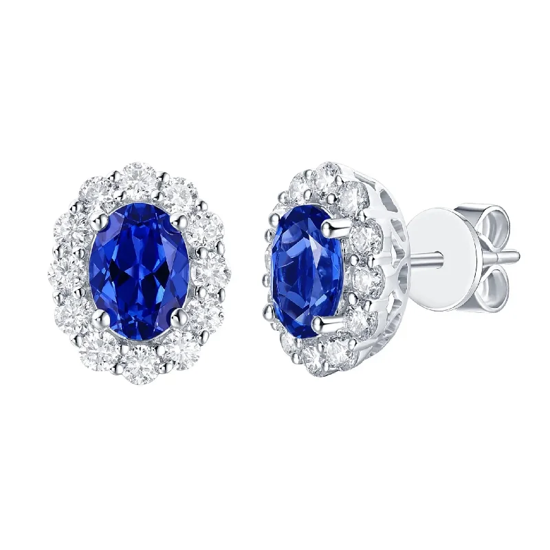 fashion drop gemstone earrings for women -Sapphire & Diamond Stud Earrings