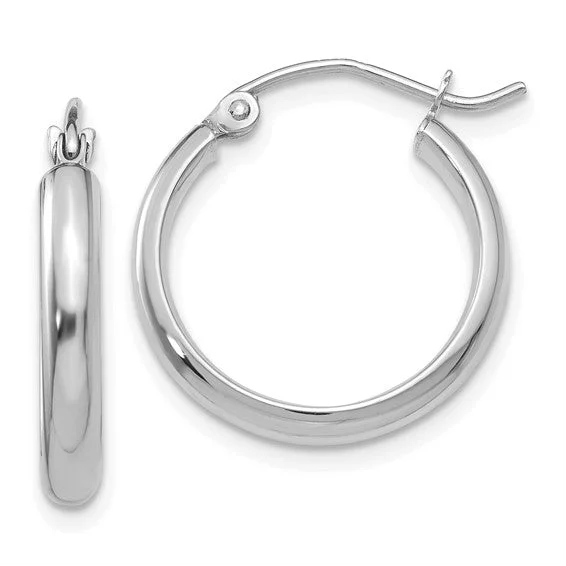 luxury drop earrings for women -14k White Gold Medium Hoop Earrings