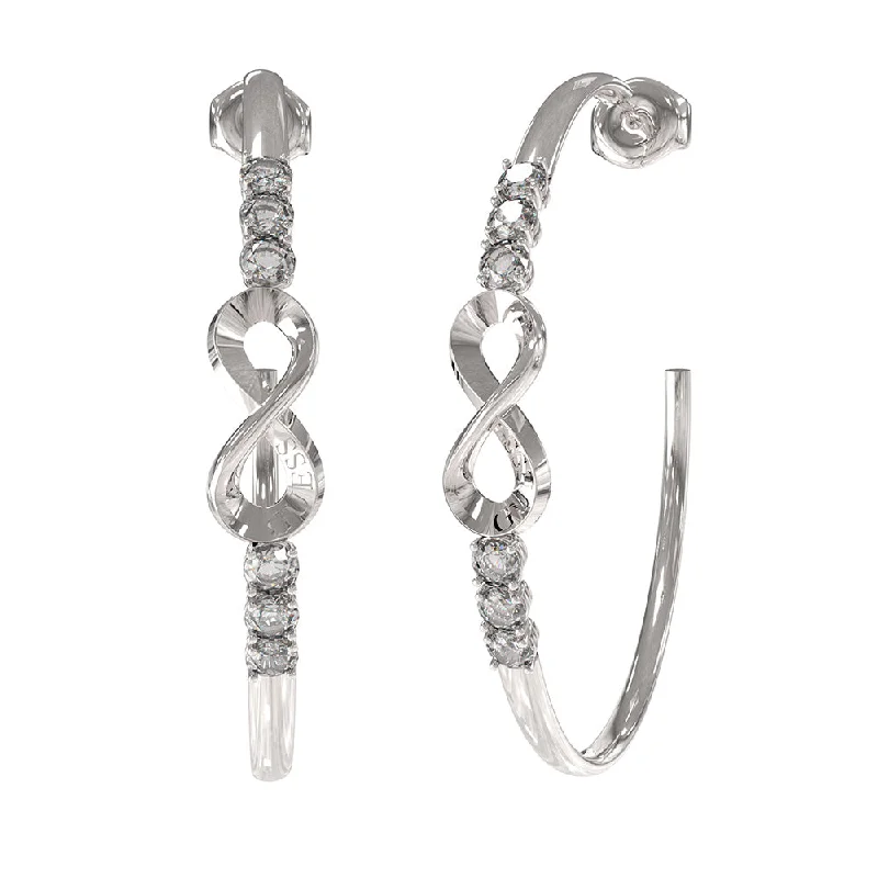 exquisite gemstone earrings for women -Guess Stainless Steel Rhodium Plated 50mm Infinity Hoop Earrings