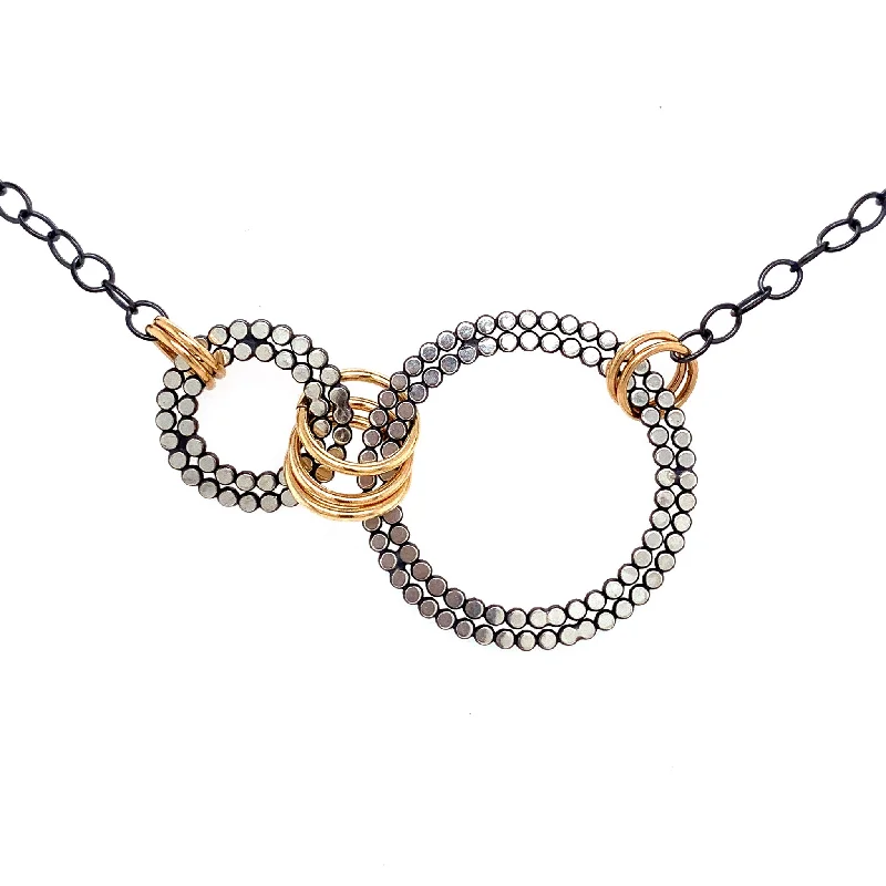 unique crystal necklaces for women -Signature Double Bead Circles Harmony Necklace (N1775)