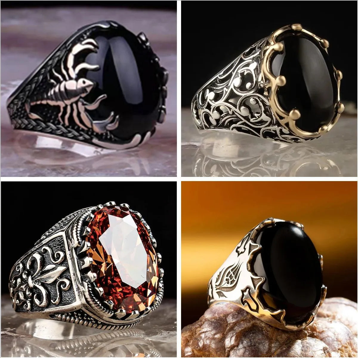 infinity rings for women -Hip-Hop Retro Punk Geometric Copper Plating Inlay Zircon Men'S Rings