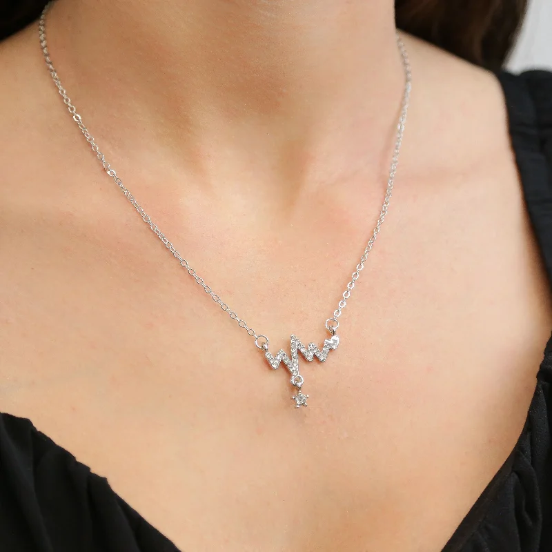 sparkling pendant necklaces for women -HAVEN - Silver Necklace With Cubic Zirconia Pendant