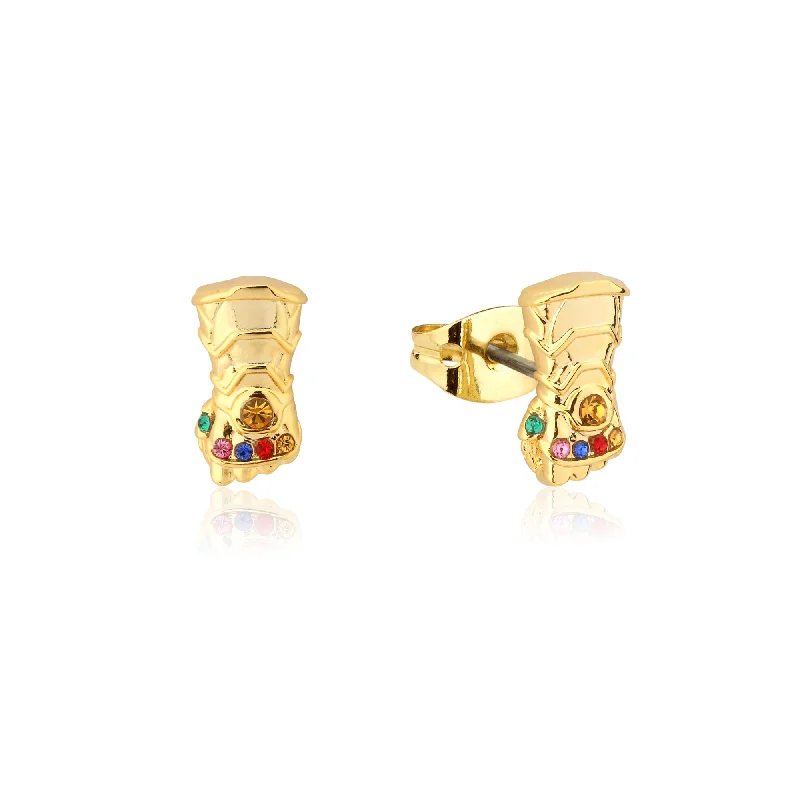 gemstone hoop earrings for women -Disney Stainless Steel 14ct Gold Plated Infinity Gauntlet Stud Earrings