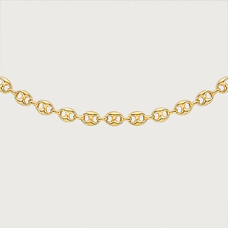 simple chain pendant necklaces for women -Anchor Link Chain Necklace in 9K Gold