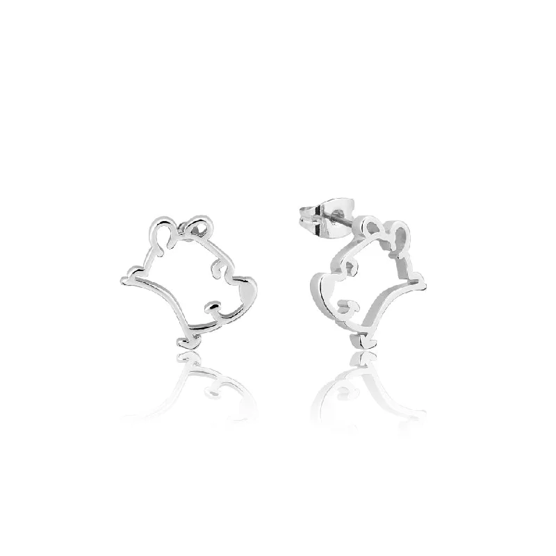 gemstone hoop earrings for women -Disney White Gold Plated Winnie The Pooh Open 13mm Stud Earrings