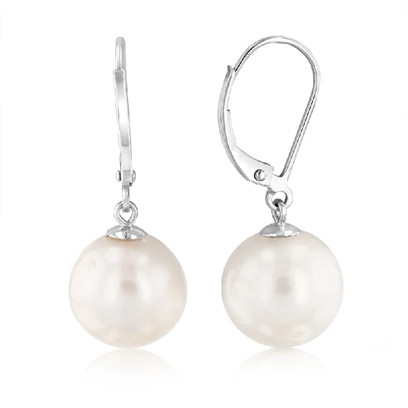 precious stone earrings for women -9ct Yellow Gold 10-11mm White South Sea Pearl Drop Earrings