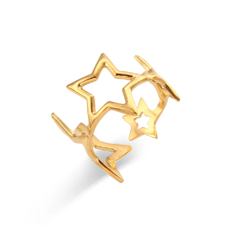 Irregular Hollow-out Five-Pointed Star Open Ring