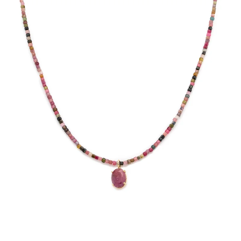 stylish infinity pendant necklaces for women -Jacquie Necklace | Tourmaline & Pink Sapphire