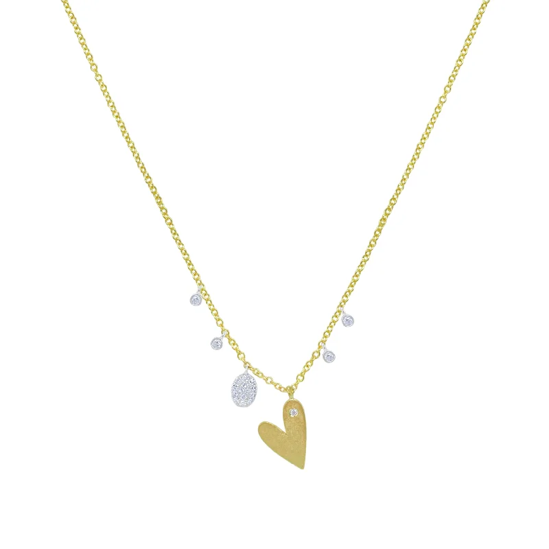 chic silver necklaces for women -Gold Heart with Confetti Diamonds Necklace