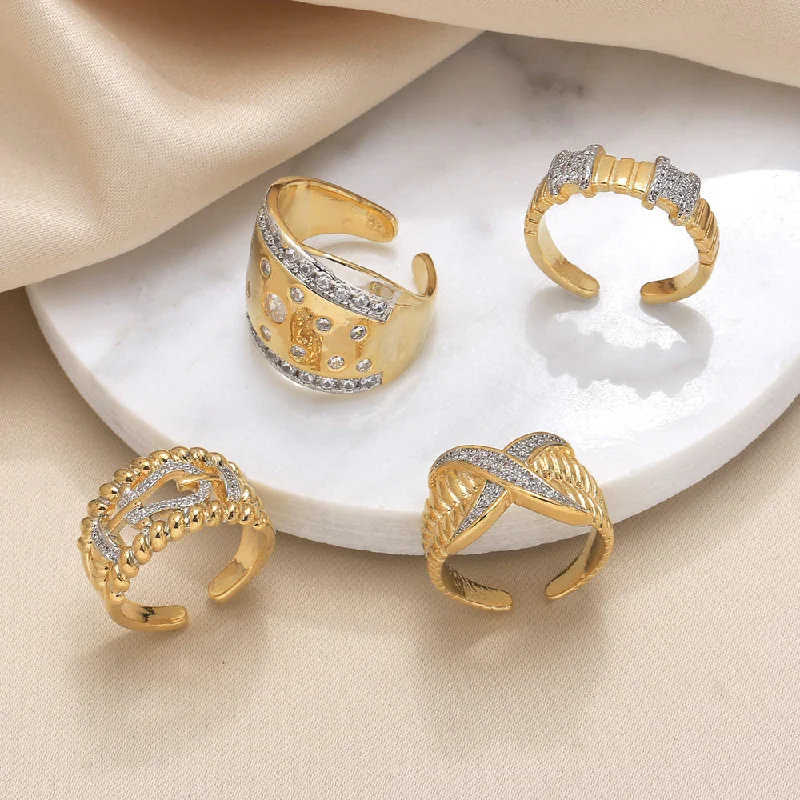 birthstone rings for women -Wholesale Retro Simple Style Geometric Copper Plating Inlay 18K Gold Plated Zircon Rings