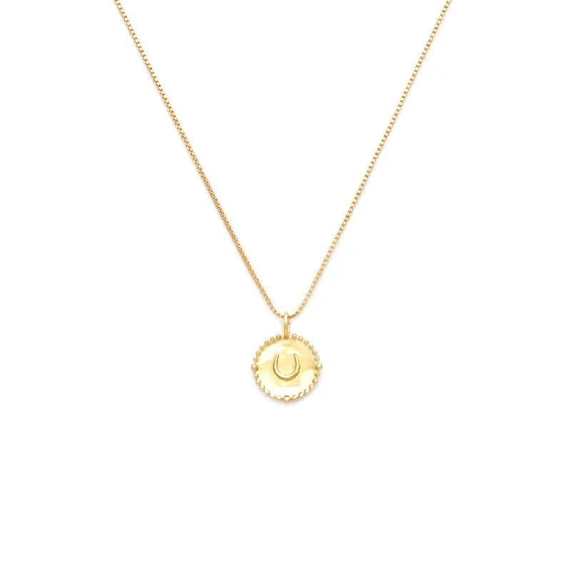 unique bar necklaces for women -Horseshoe Coin Necklace | Gold