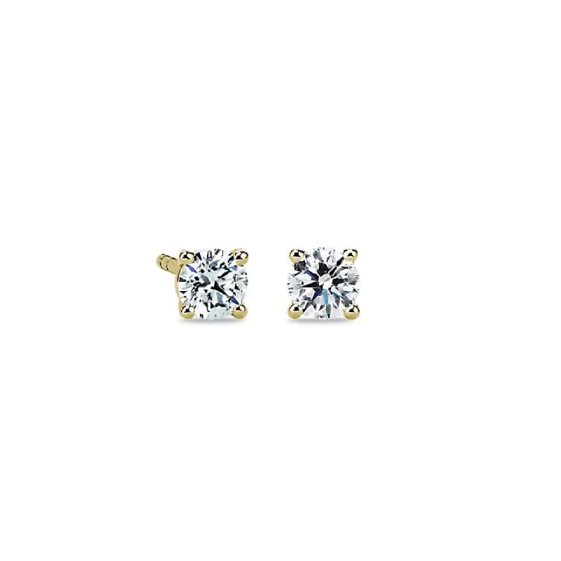 sparkling gold drop earrings for women -Yellow Gold Diamond Stud Earrings