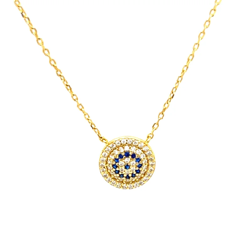 luxury silver necklaces for women -"EROS" Evil Eye Sapphire CZ Necklace